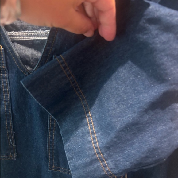 Blue Denim Short Sleeve Casual Tunic Dress - Picture 4 of 5